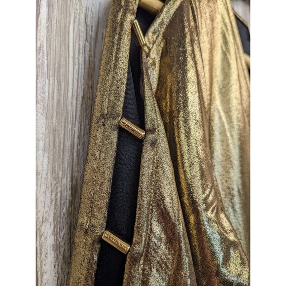 Michael Kors Gold Shimmer Top M Antique Brass Party Holiday New Years NWT $110 - Picture 4 of 10